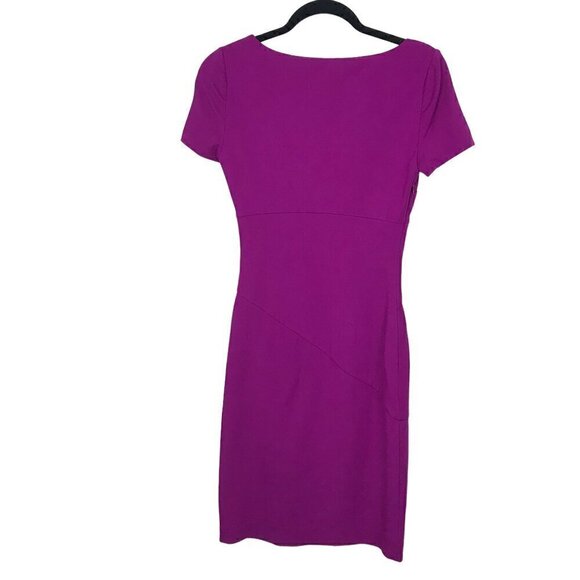 Diane Von Furstenberg Fuchsia Pink Gathered Waist Side Zip Midi Dress Size 4 - Picture 5 of 9